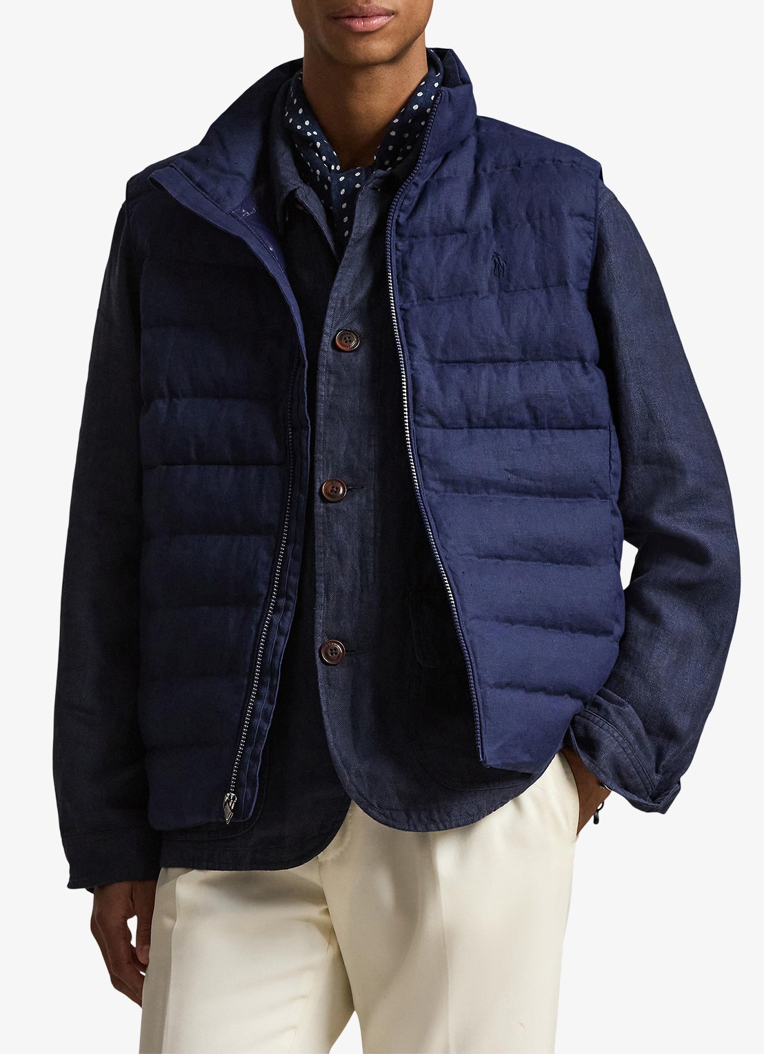 Ralph Lauren Colden bodywarmer met logoborduring - detail newport navy / donkerblauw