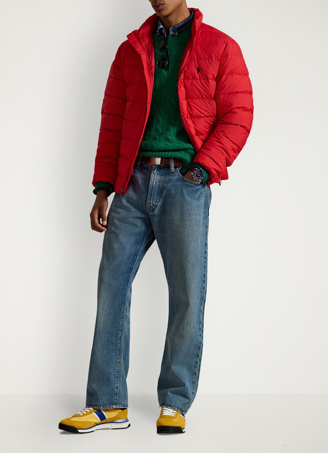 Ralph Lauren Colden gewatteerd jack met donsvulling en steekzakken - voorkant 2 rl 2000 red / rood