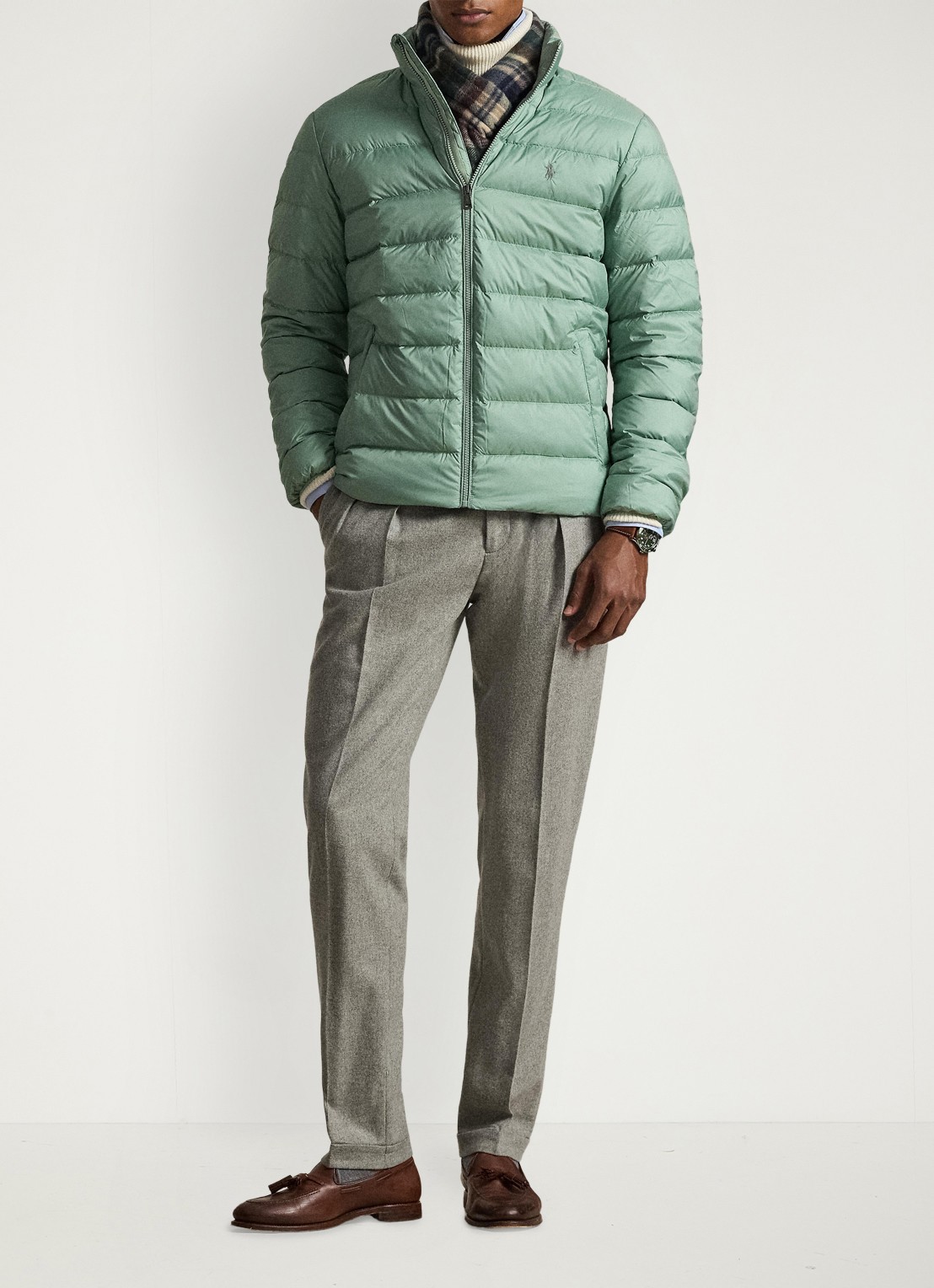 Ralph Lauren Colden gewatteerd jack met donsvulling en steekzakken - detail light green / lichtgroen