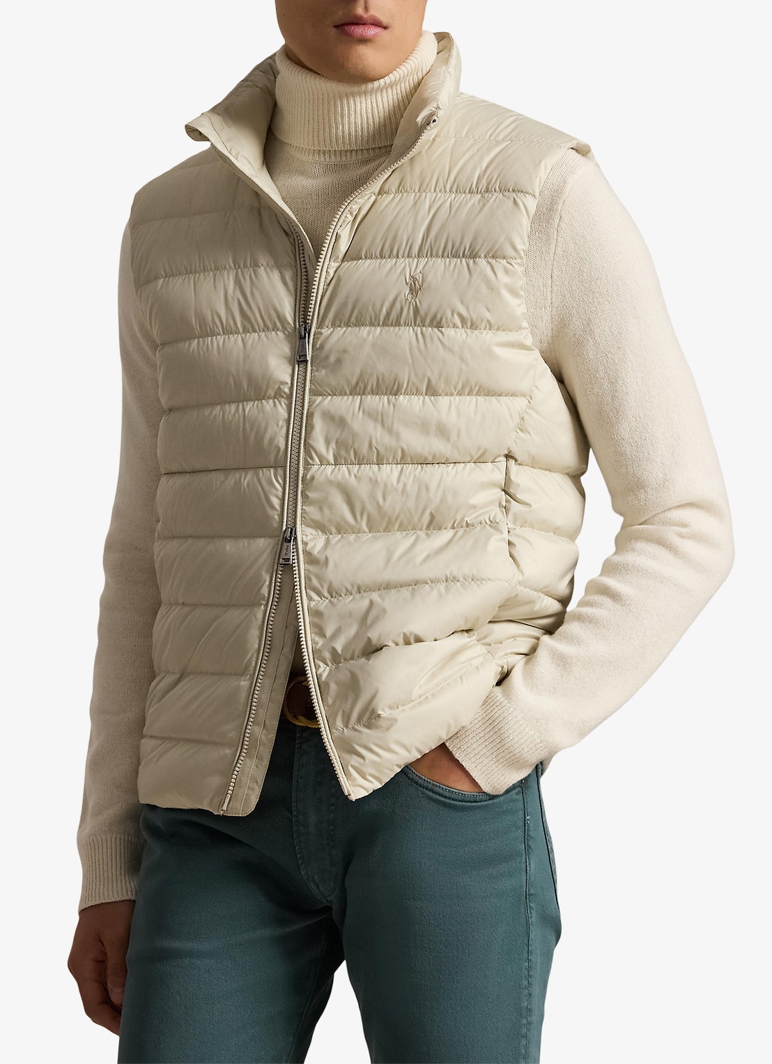Ralph Lauren Colden opvouwbare bodywarmer met donsvulling en waterafstotende coating - detail 4 basic sand / zand