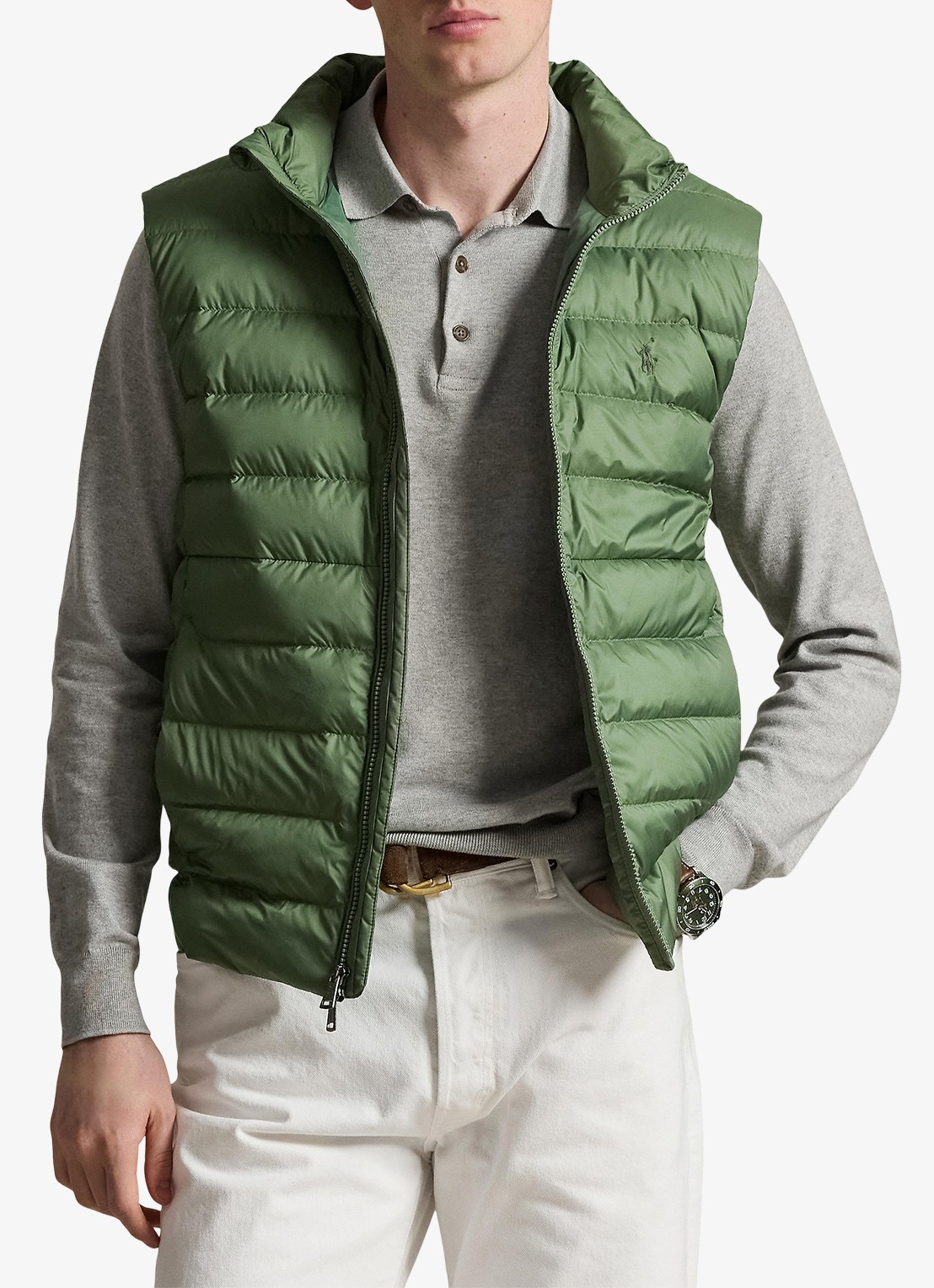 Ralph Lauren Colden opvouwbare bodywarmer met donsvulling en waterafstotende coating - detail 2 fatigue / groen