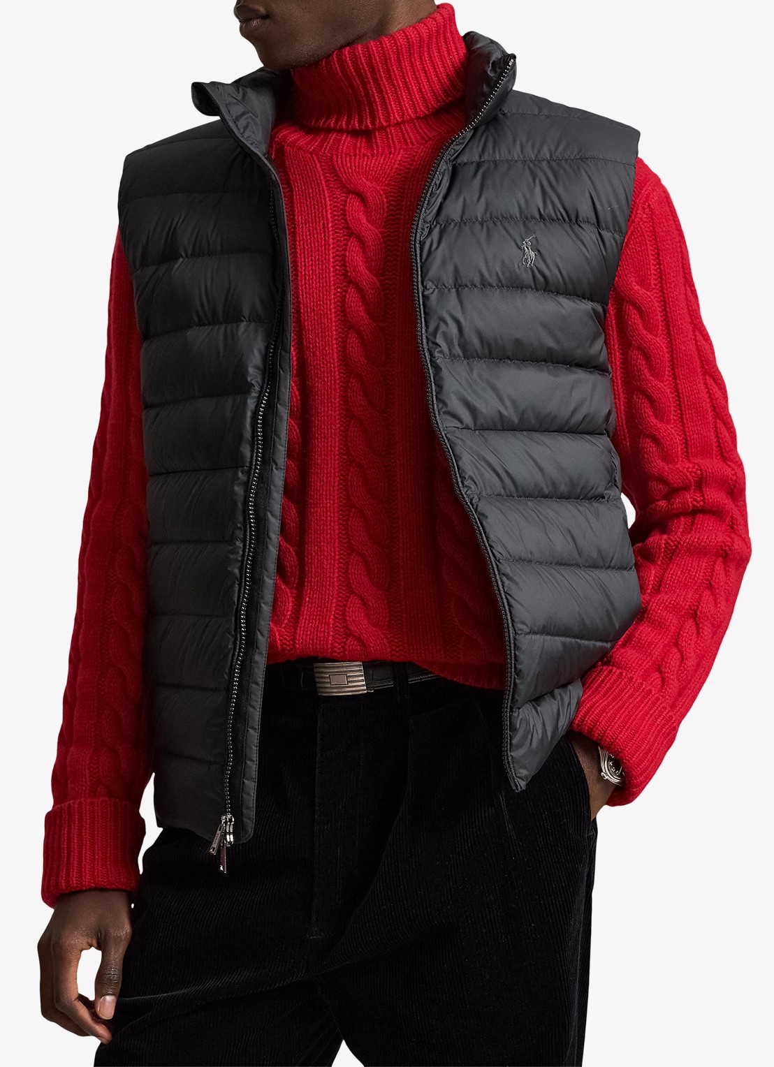 Ralph Lauren Colden opvouwbare bodywarmer met donsvulling en waterafstotende coating - detail 3 polo black / zwart