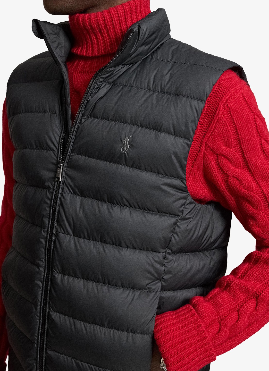 Ralph Lauren Colden opvouwbare bodywarmer met donsvulling en waterafstotende coating - detail 4 polo black / zwart