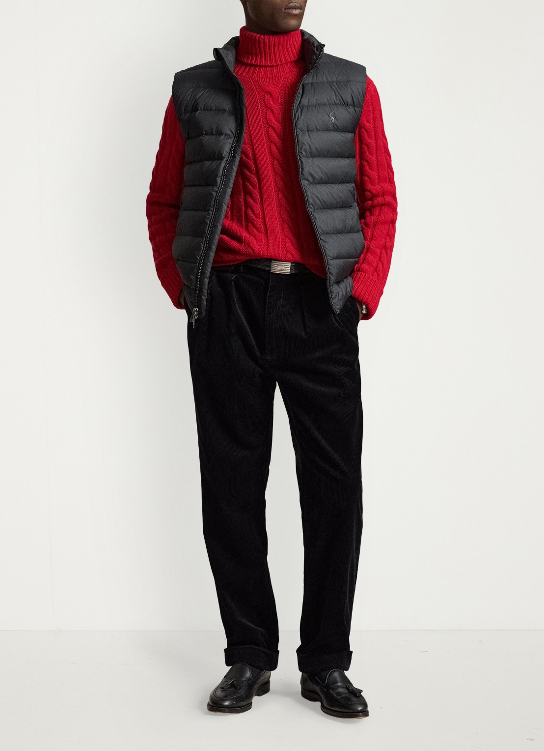 Ralph Lauren Colden opvouwbare bodywarmer met donsvulling en waterafstotende coating - voorkant 2 polo black / zwart