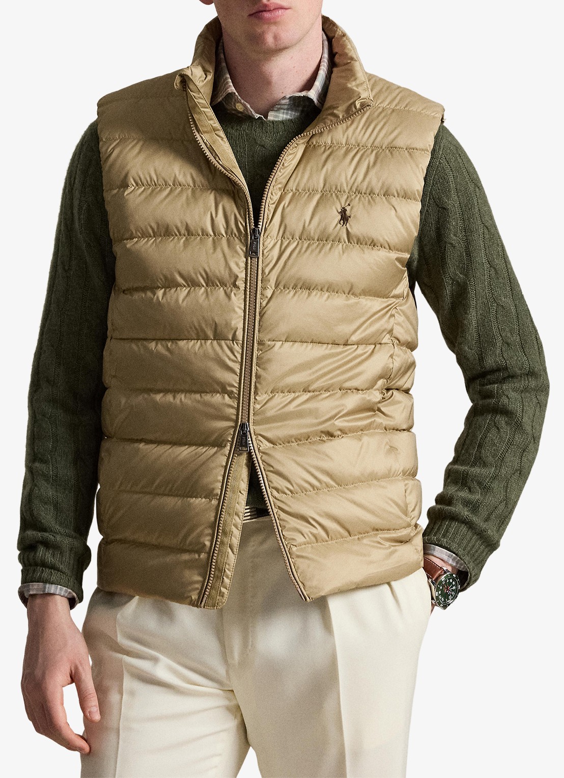 Ralph Lauren Colden opvouwbare bodywarmer met donsvulling en waterafstotende coating - detail 2 rl khaki / khaki
