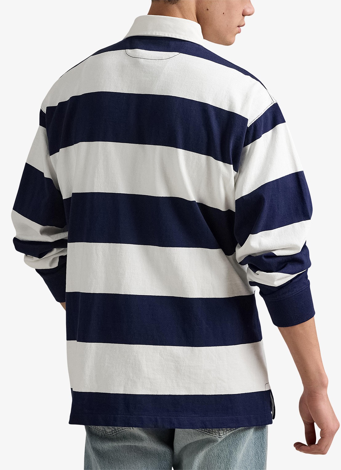 Ralph Lauren Comfort fit polo met streepprint - achterkant white/newport navy / wit