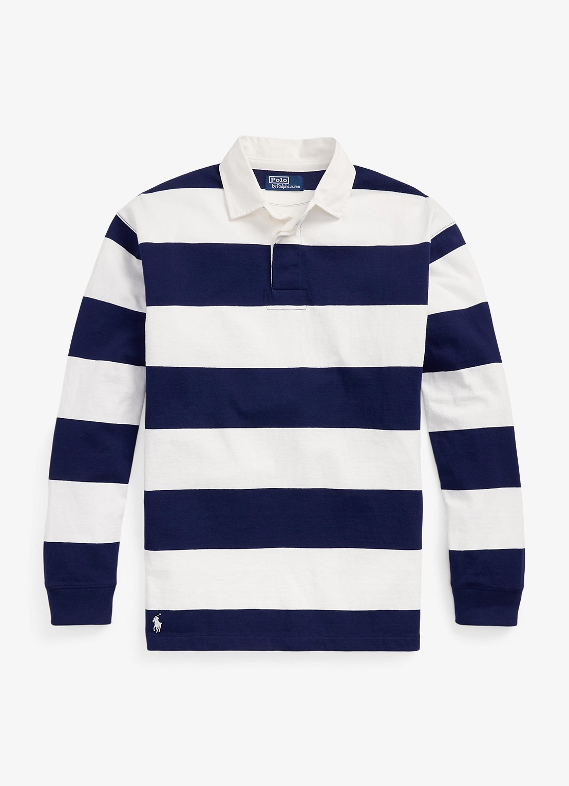 Ralph Lauren Comfort fit polo met streepprint - voorkant 2 white/newport navy / wit