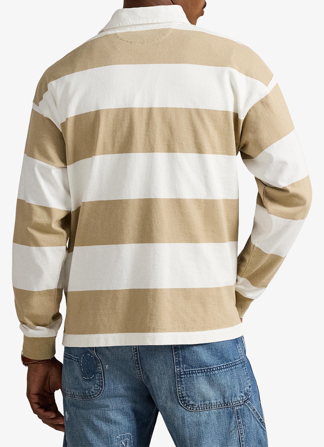Ralph Lauren Comfort fit polo met streepprint - achterkant trophy cream/classic khaki / khaki