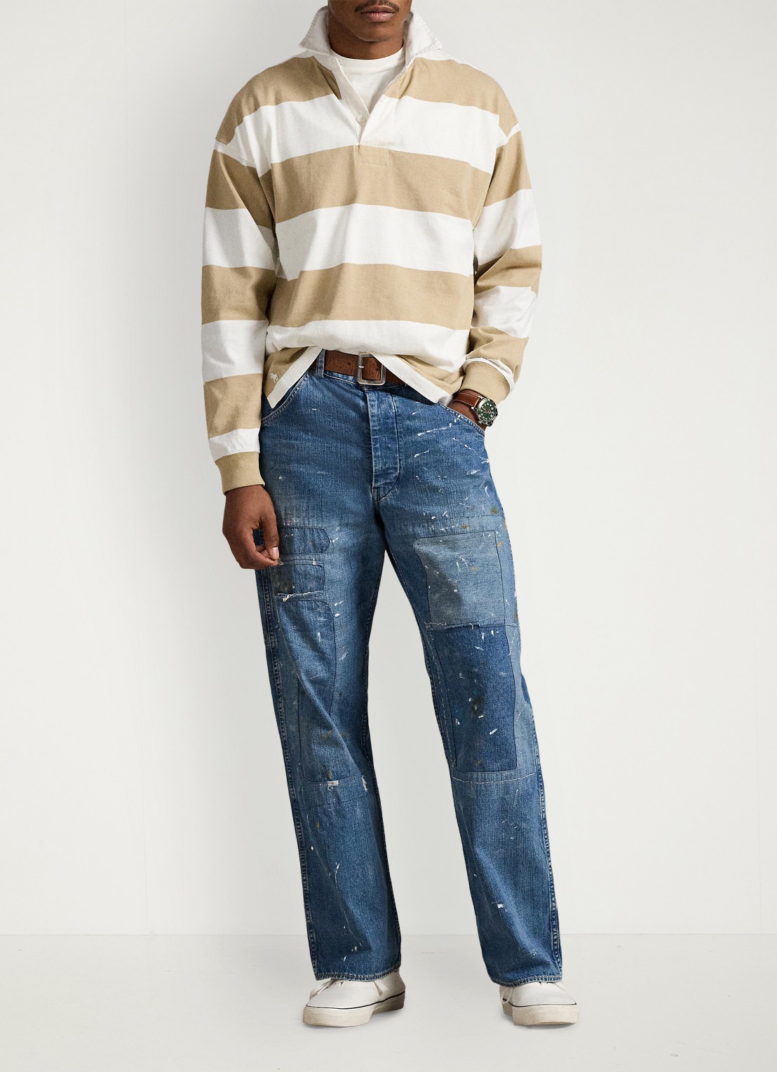 Ralph Lauren Comfort fit polo met streepprint - detail 4 trophy cream/classic khaki / khaki