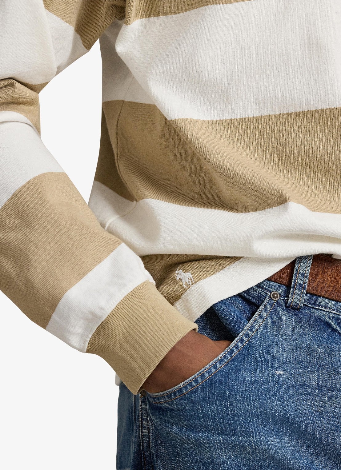 Ralph Lauren Comfort fit polo met streepprint - detail 5 trophy cream/classic khaki / khaki