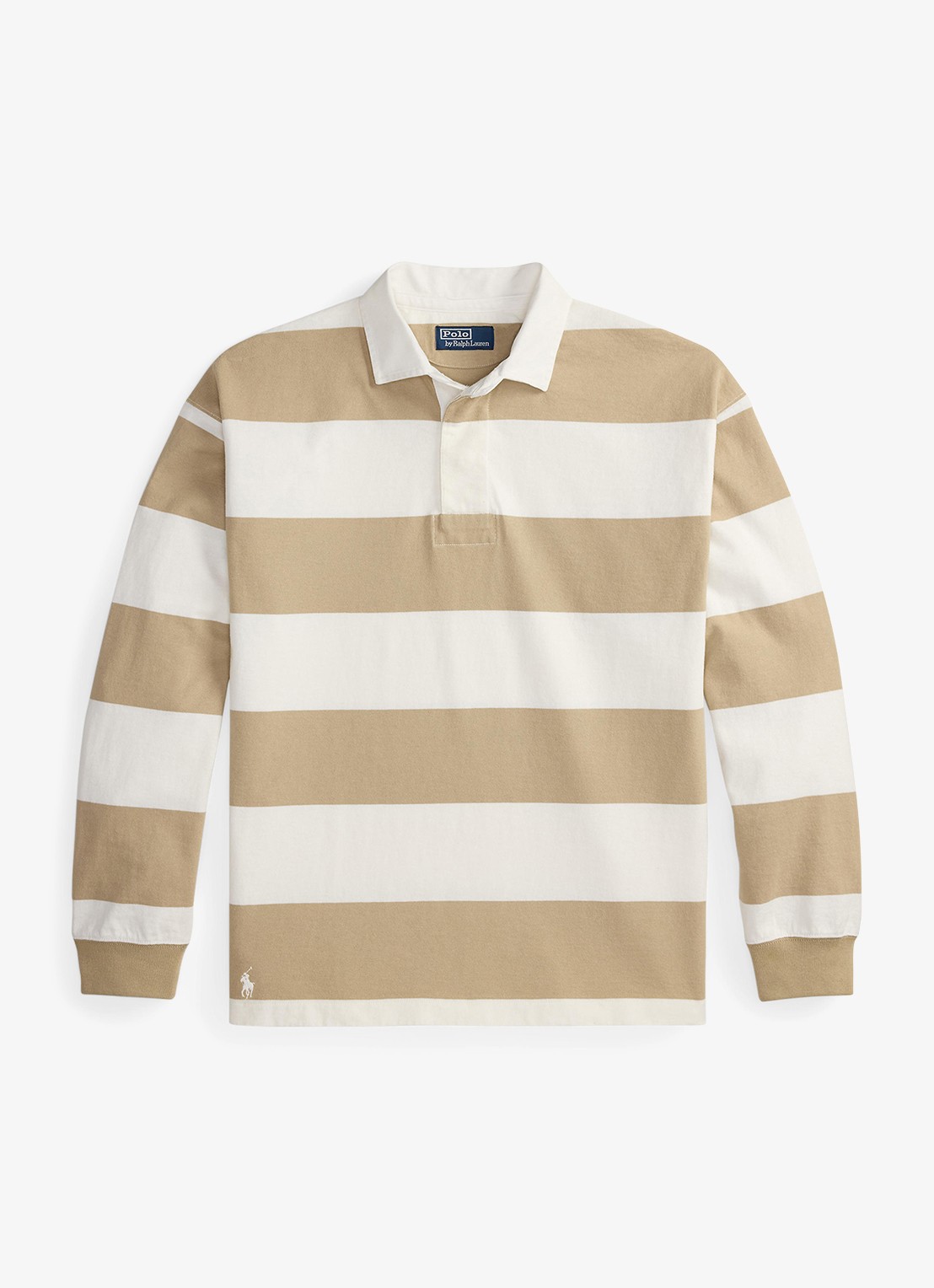 Ralph Lauren Comfort fit polo met streepprint - voorkant 2 trophy cream/classic khaki / khaki