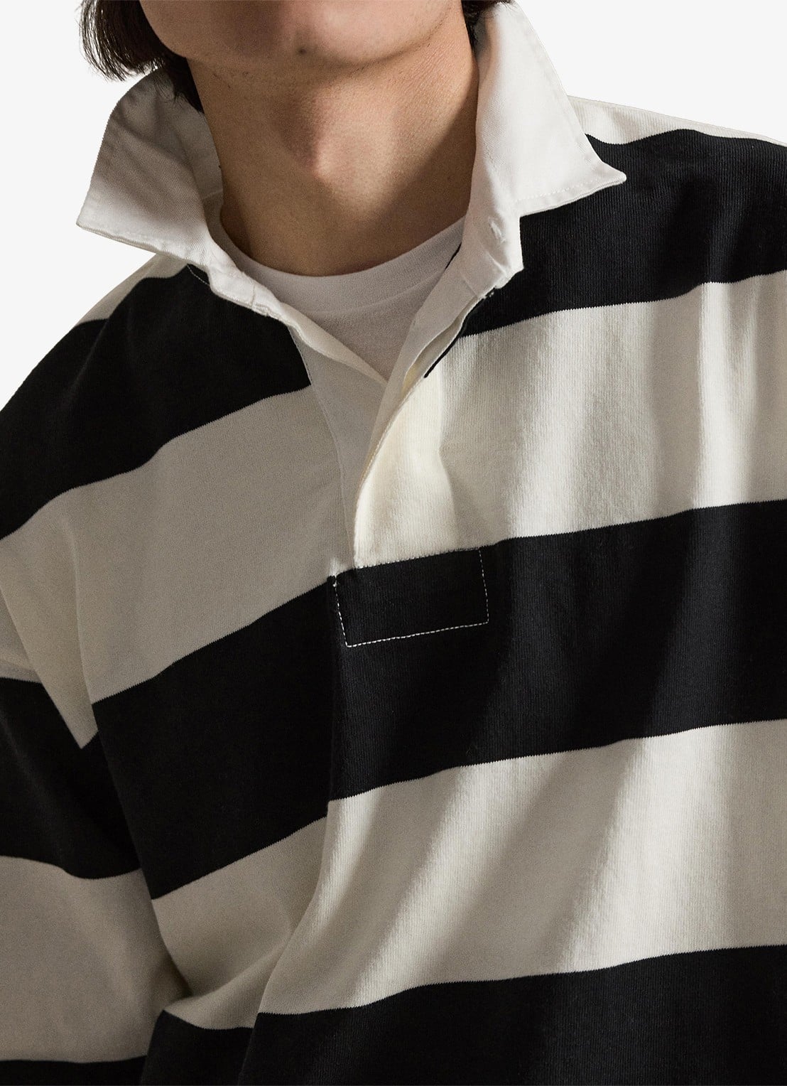 Ralph Lauren Comfort fit polo met streepprint - detail 2 trophy cream/polo black / zwart