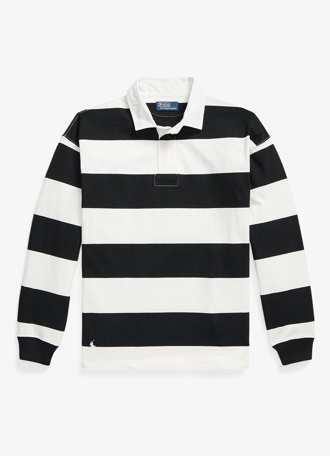 Ralph Lauren Comfort fit polo met streepprint - voorkant 3 trophy cream/polo black / zwart