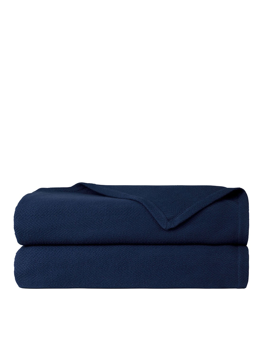 Ralph Lauren Conor plaid van  katoen 275 x 230 cm - voorkant 2 donkerblauw
