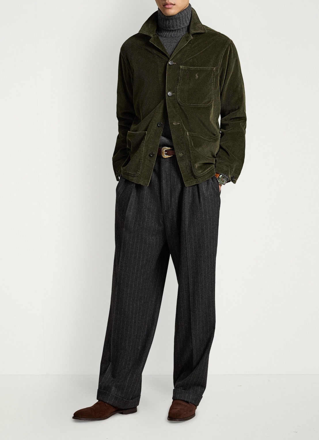 Ralph Lauren Corduroy utility overshirt - detail 5 olijfgroen