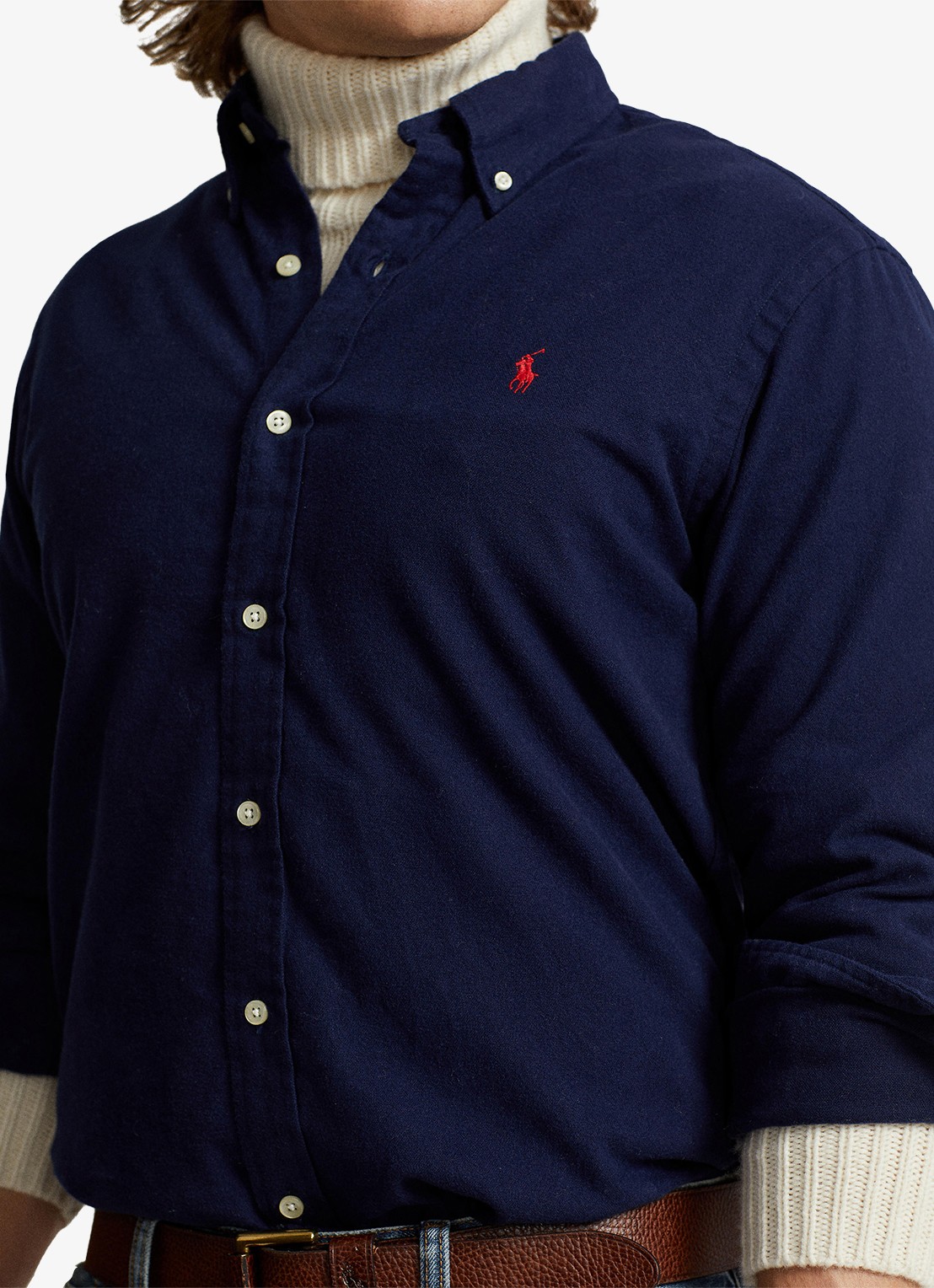 Ralph Lauren Costum fit overhemd met logoborduring - detail 2 newport navy / donkerblauw