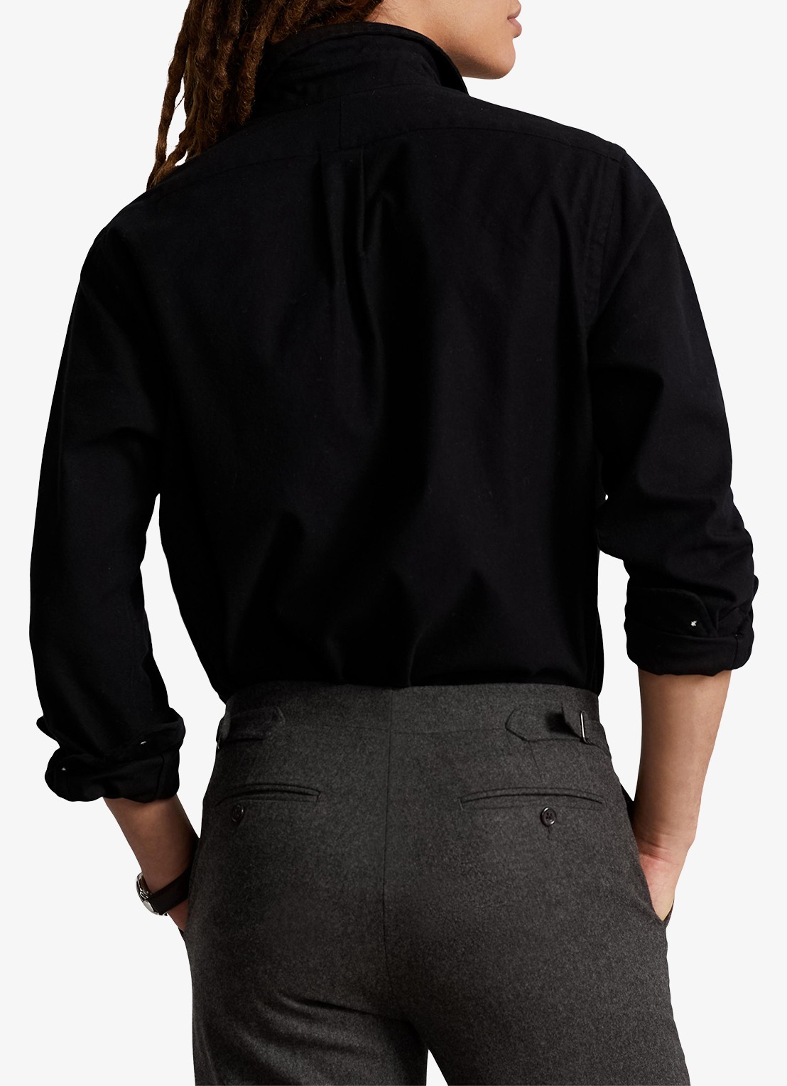 Ralph Lauren Costum fit overhemd met logoborduring - achterkant 5 polo black / zwart