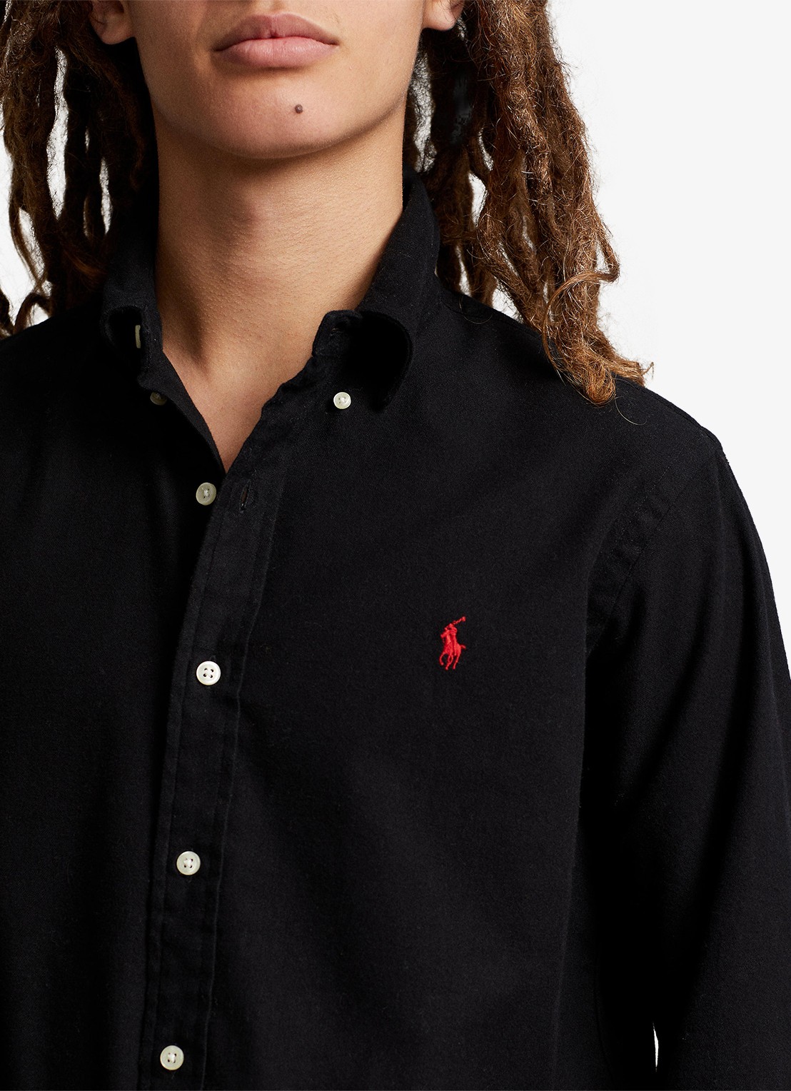 Ralph Lauren Costum fit overhemd met logoborduring - detail 4 polo black / zwart