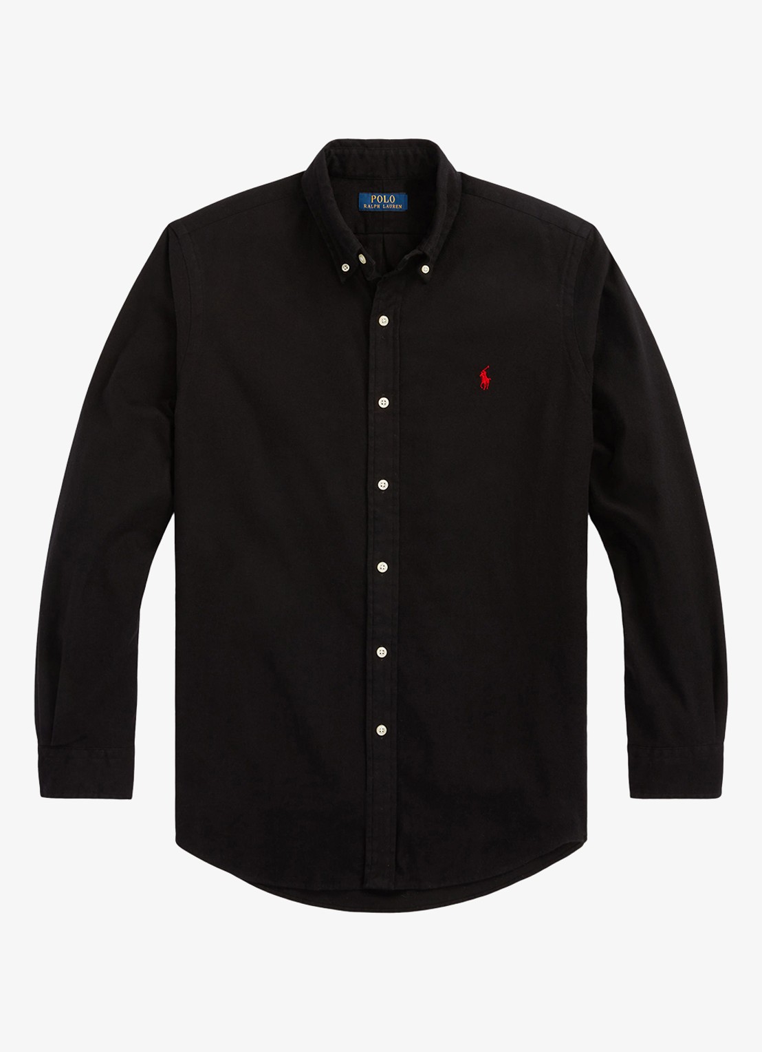 Ralph Lauren Costum fit overhemd met logoborduring - voorkant polo black / zwart