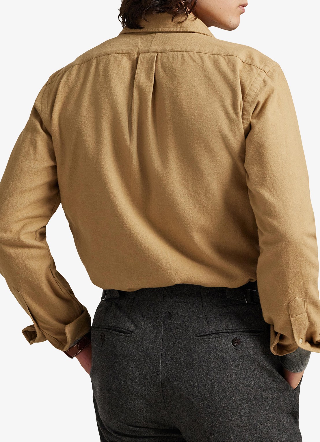 Ralph Lauren Costum fit overhemd met logoborduring - achterkant 5 rl khaki / khaki