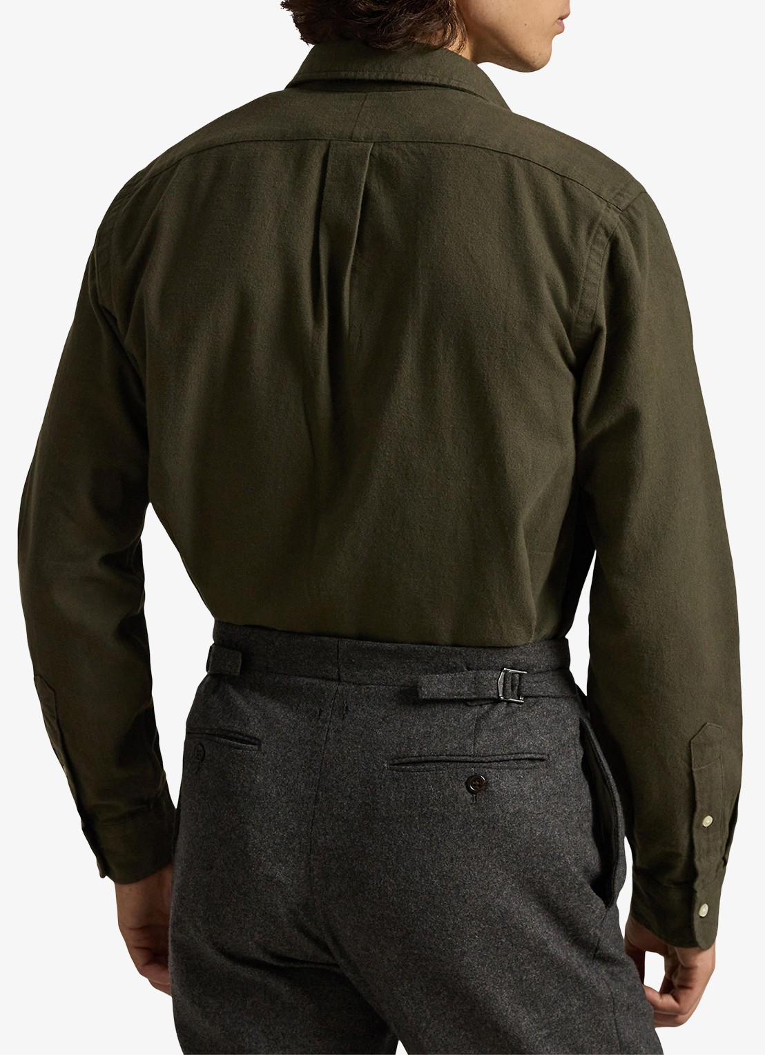 Ralph Lauren Costum fit overhemd met logoborduring - achterkant 5 ranger green / groen