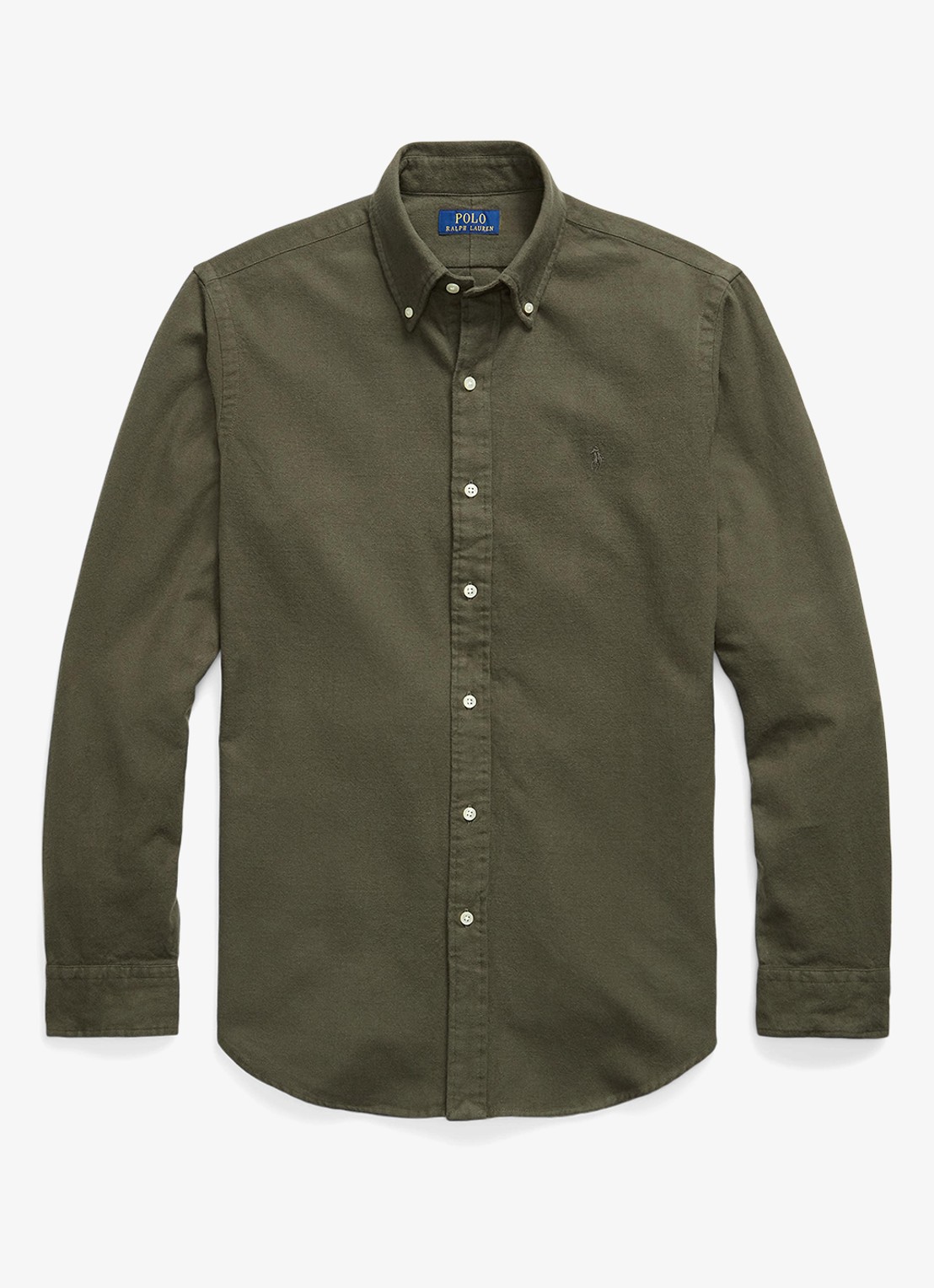 Ralph Lauren Costum fit overhemd met logoborduring - voorkant ranger green / groen