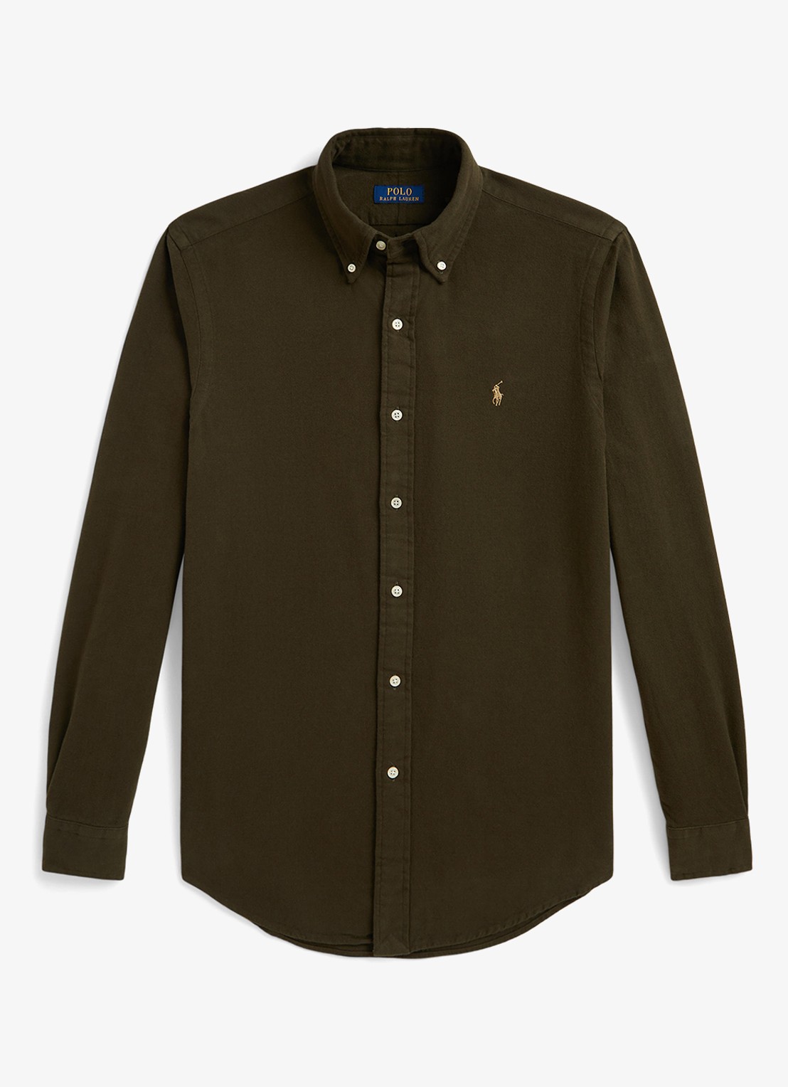 Ralph Lauren Costum fit overhemd met logoborduring - voorkant 2 company olive-2ywd