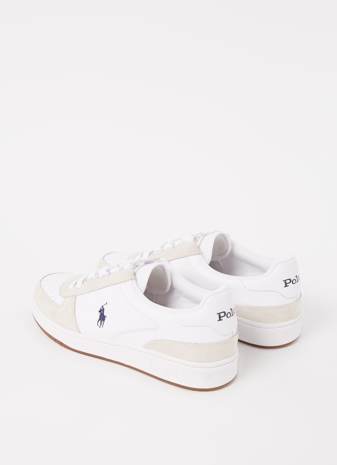 Ralph Lauren Court sneaker met suède details - detail 2 wit