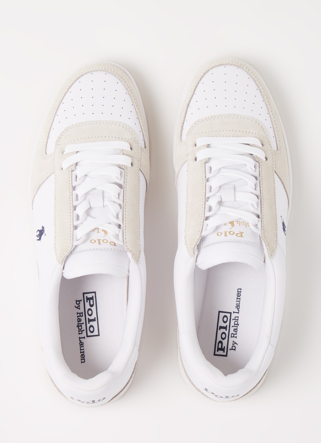 Ralph Lauren Court sneaker met suède details - detail 3 wit