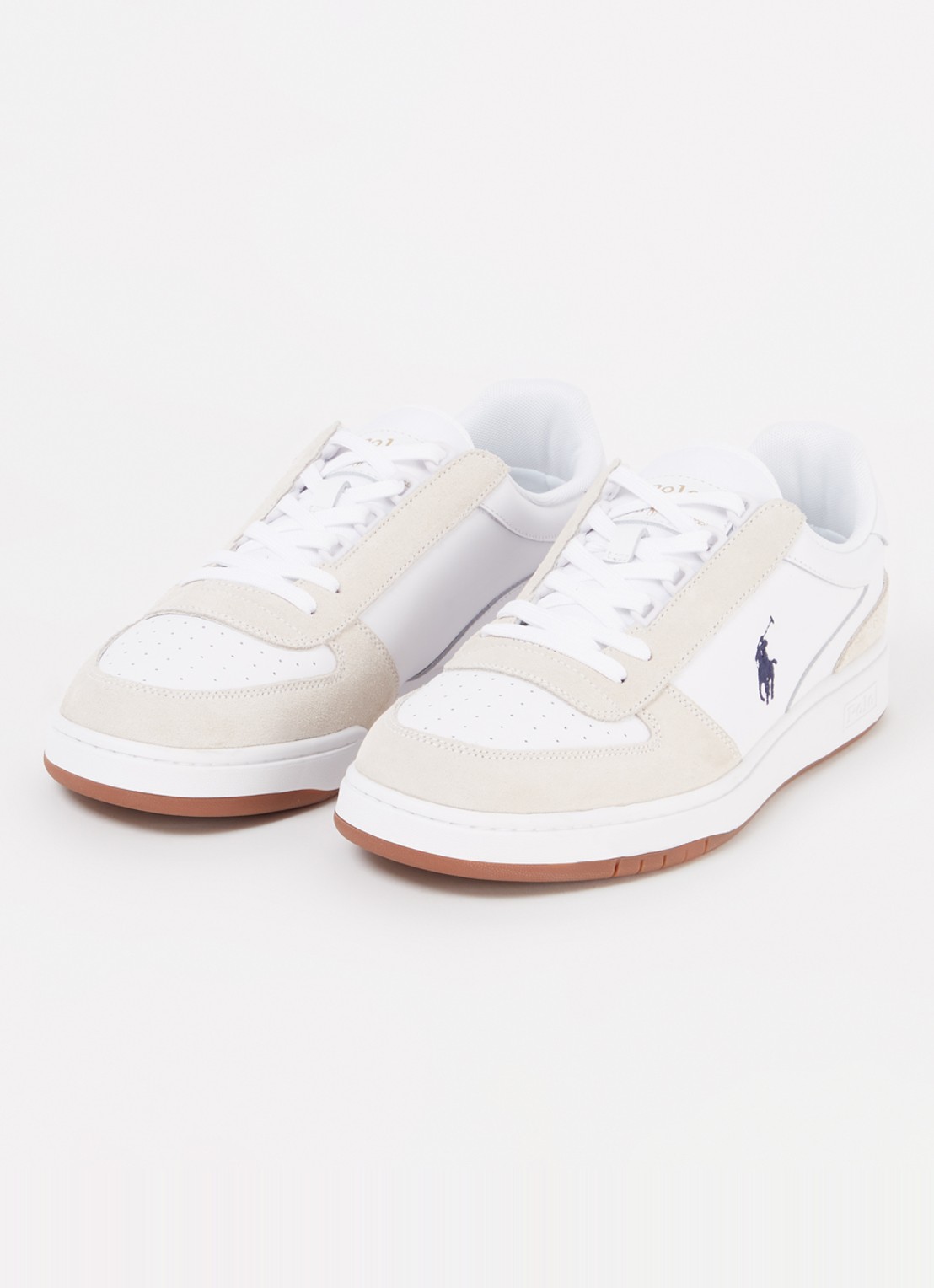 Ralph Lauren Court sneaker met suède details - detail 2 zwart