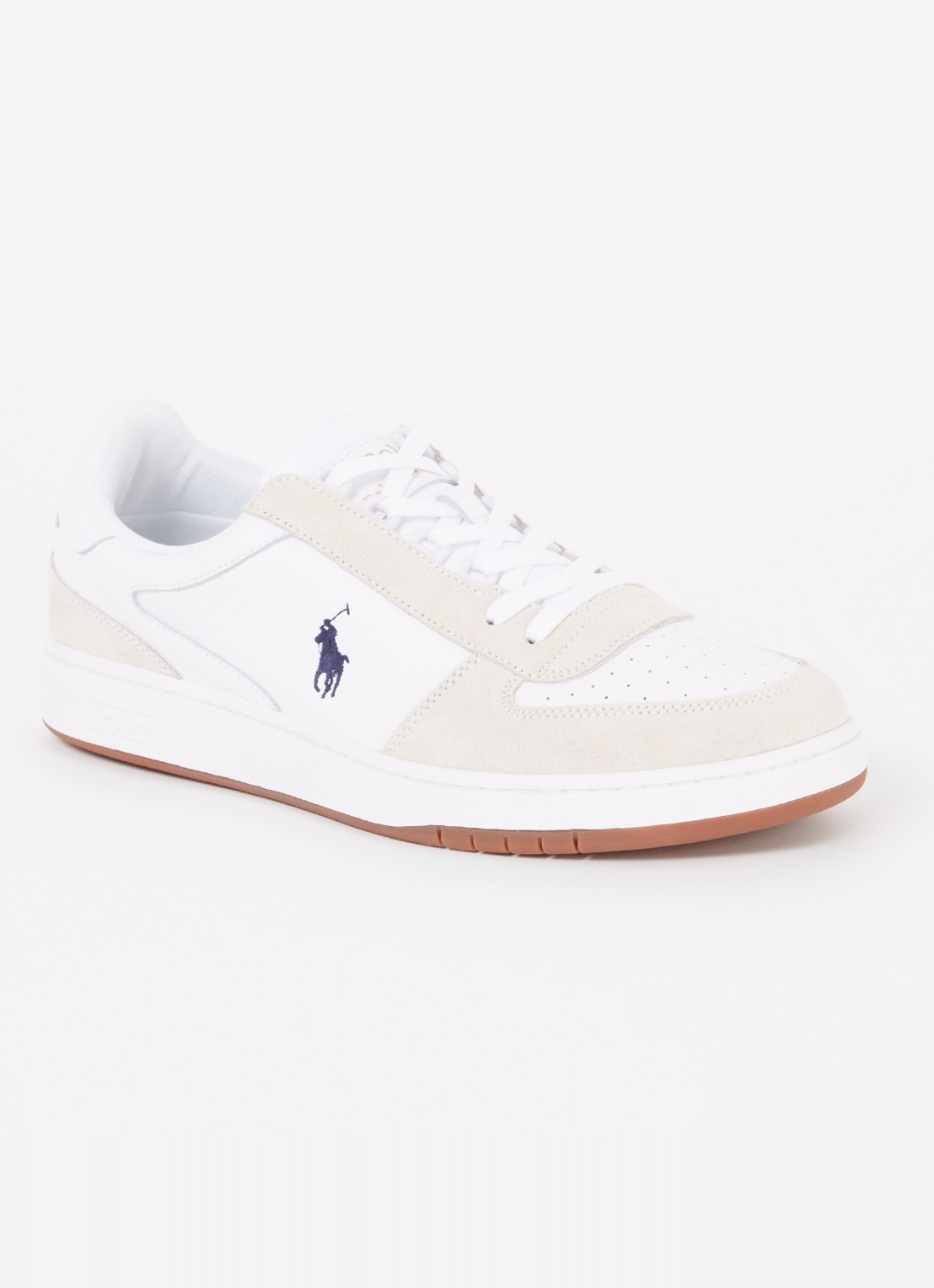 Ralph Lauren Court sneaker met suède details - voorkant zwart