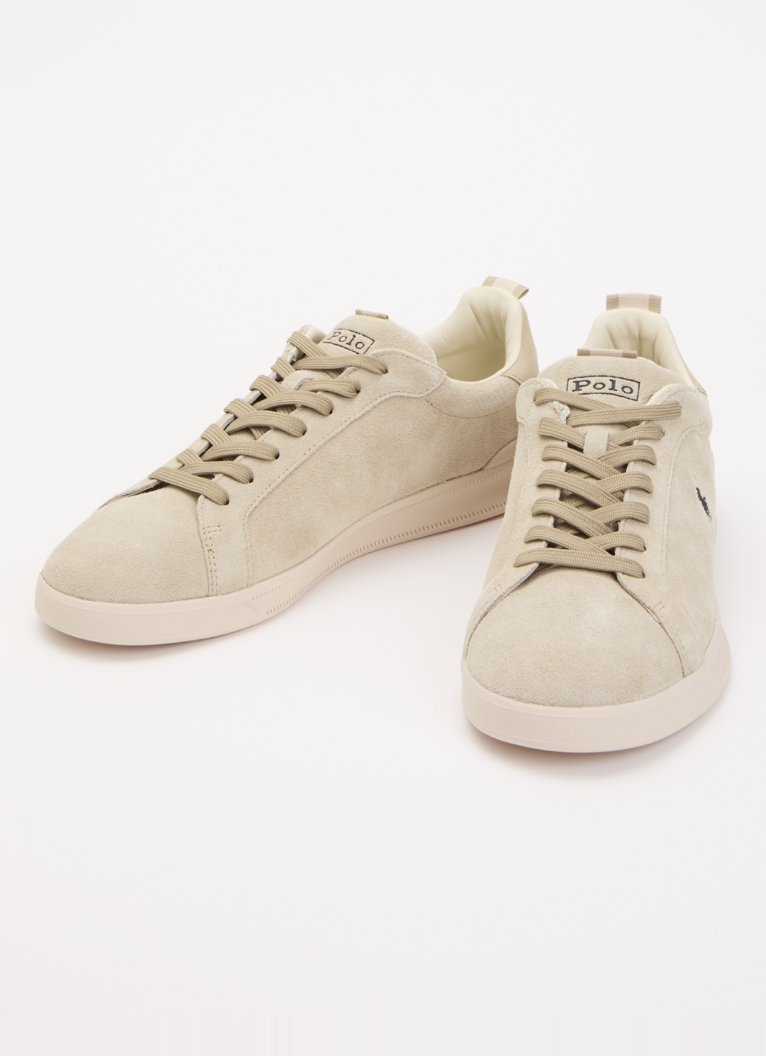 Ralph Lauren Court sneaker van suède met logoborduring - detail 2 beige