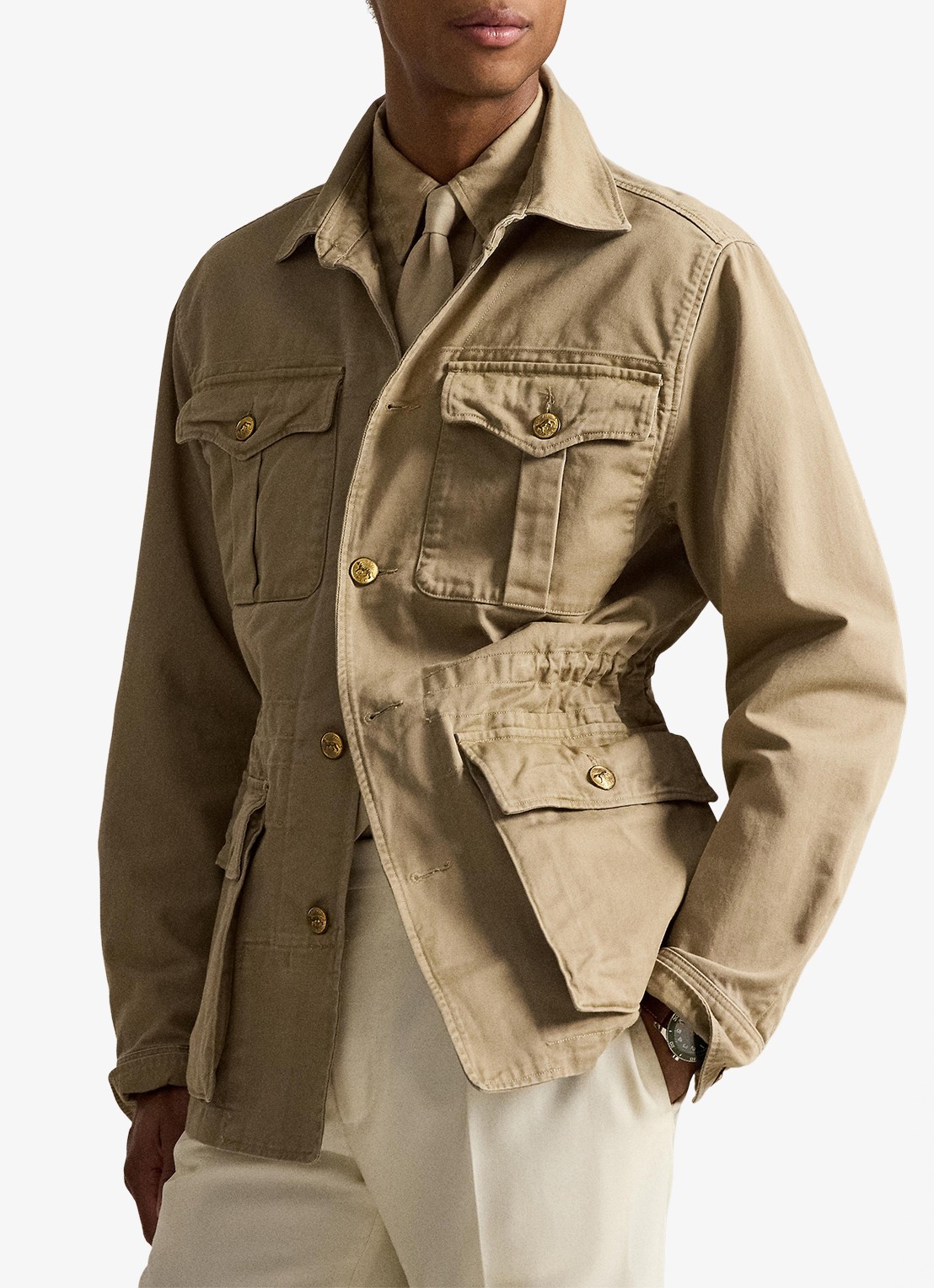 Ralph Lauren Crestwood utility jack met klepzakken  - detail surrey tan / tan