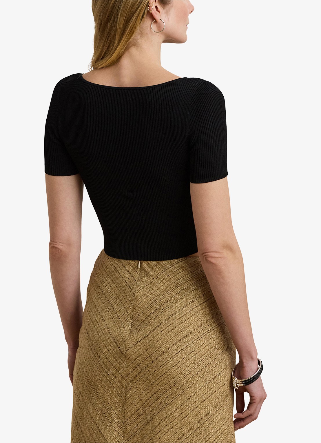 Ralph Lauren Crop top met ribstructuur - achterkant 5 black / zwart