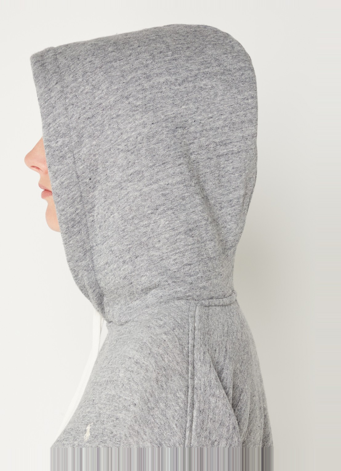 Ralph Lauren Cropped hoodie met logoborduring en gemêleerd dessin - detail 5 grijsmele