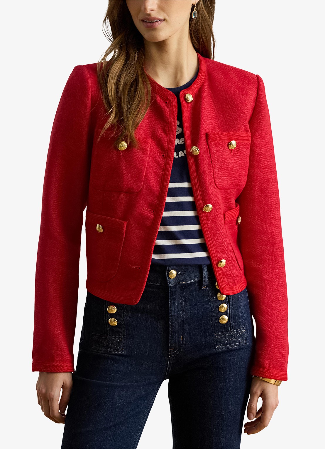 Ralph Lauren Cropped jack van linnen  - detail cruise red 2wr6 / rood
