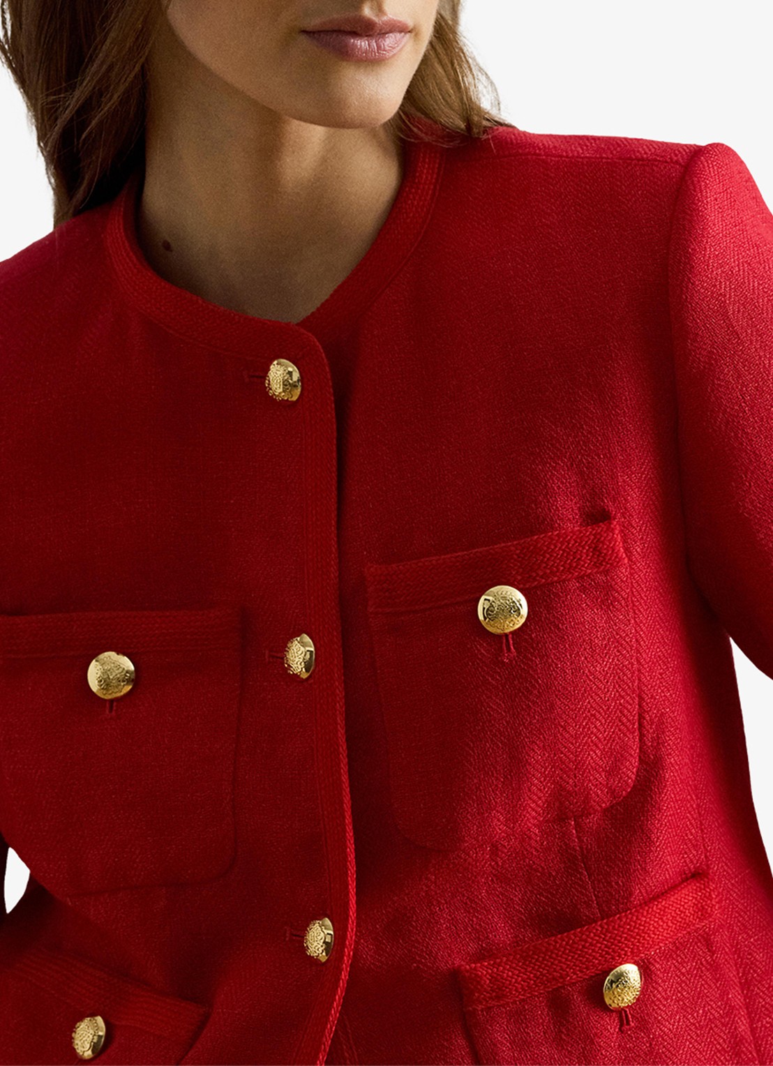 Ralph Lauren Cropped jack van linnen  - detail 2 cruise red 2wr6 / rood