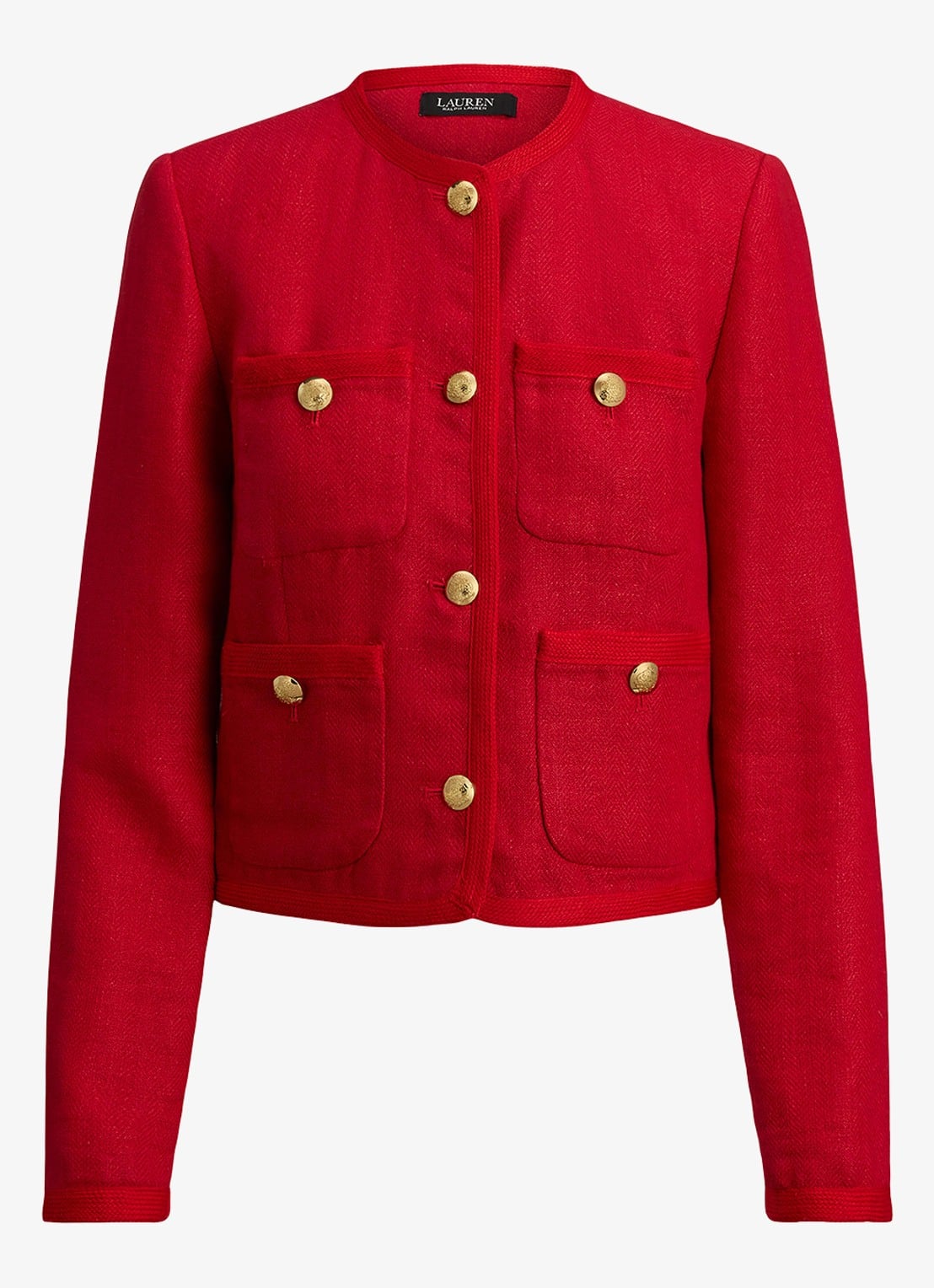 Ralph Lauren Cropped jack van linnen  - voorkant 4 cruise red 2wr6 / rood