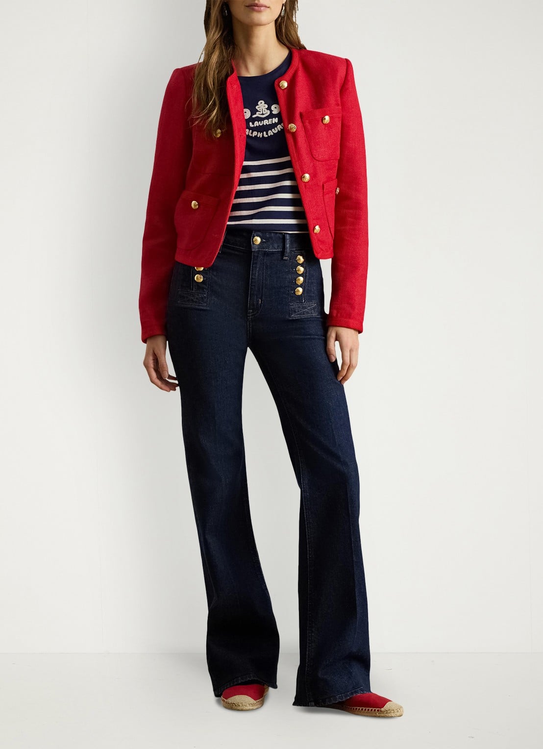 Ralph Lauren Cropped jack van linnen  - voorkant 5 cruise red 2wr6 / rood