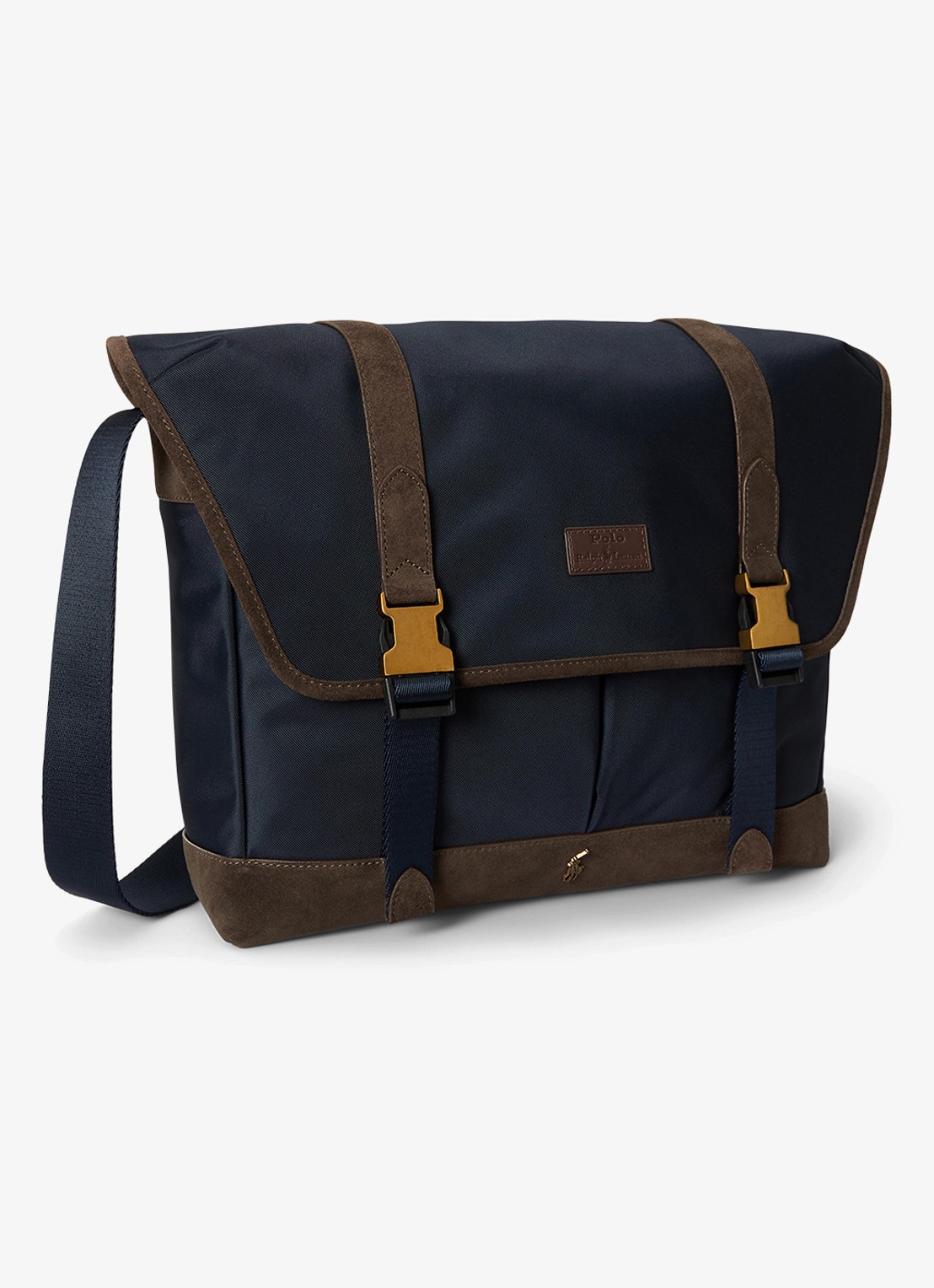 Ralph Lauren Crossbodytas met details van suède - detail newport navy/brown-3vg4