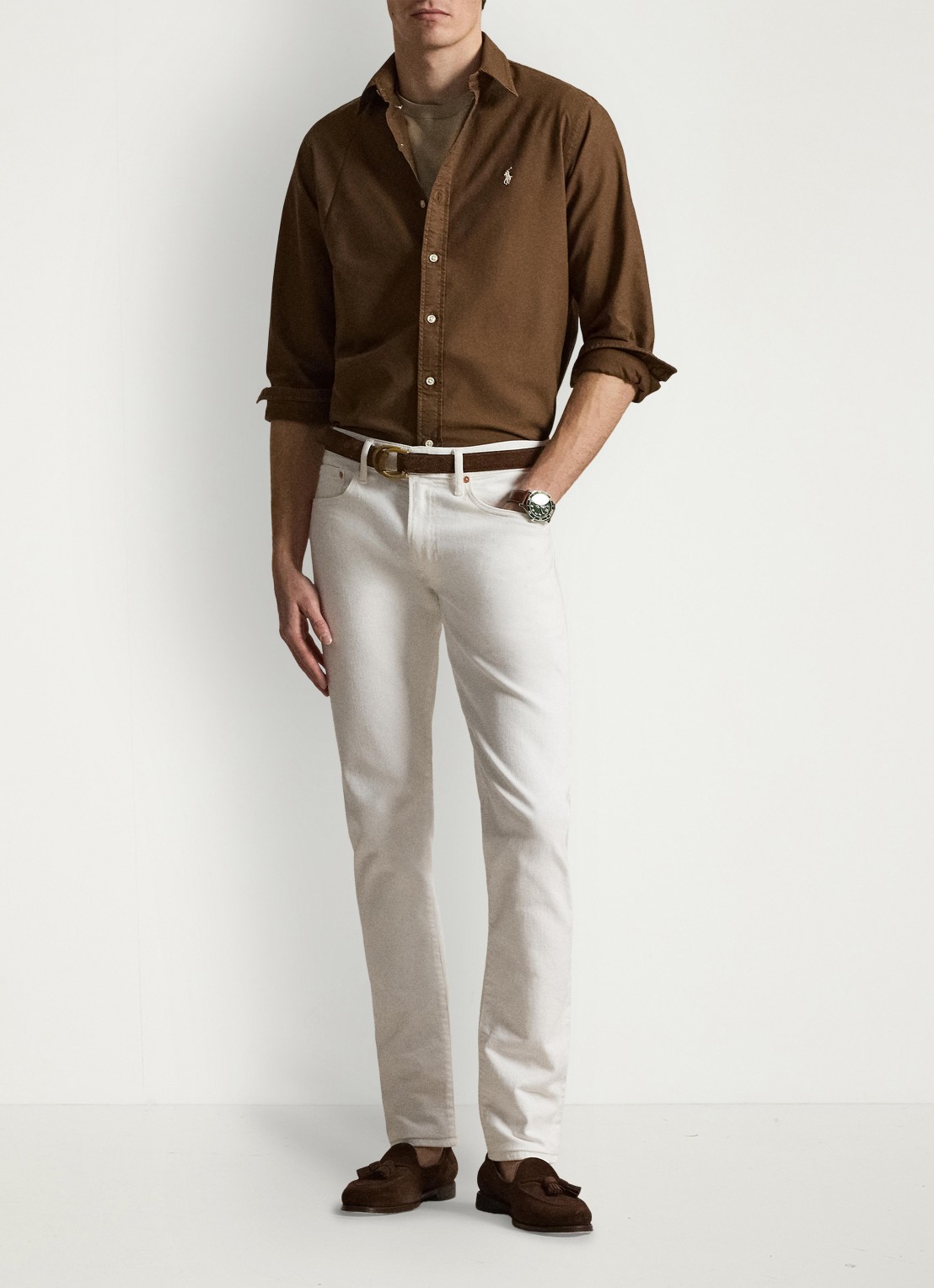 Ralph Lauren Custom fit garment-dyed Oxford overhemd - detail 3 chestnut / lichtbruin