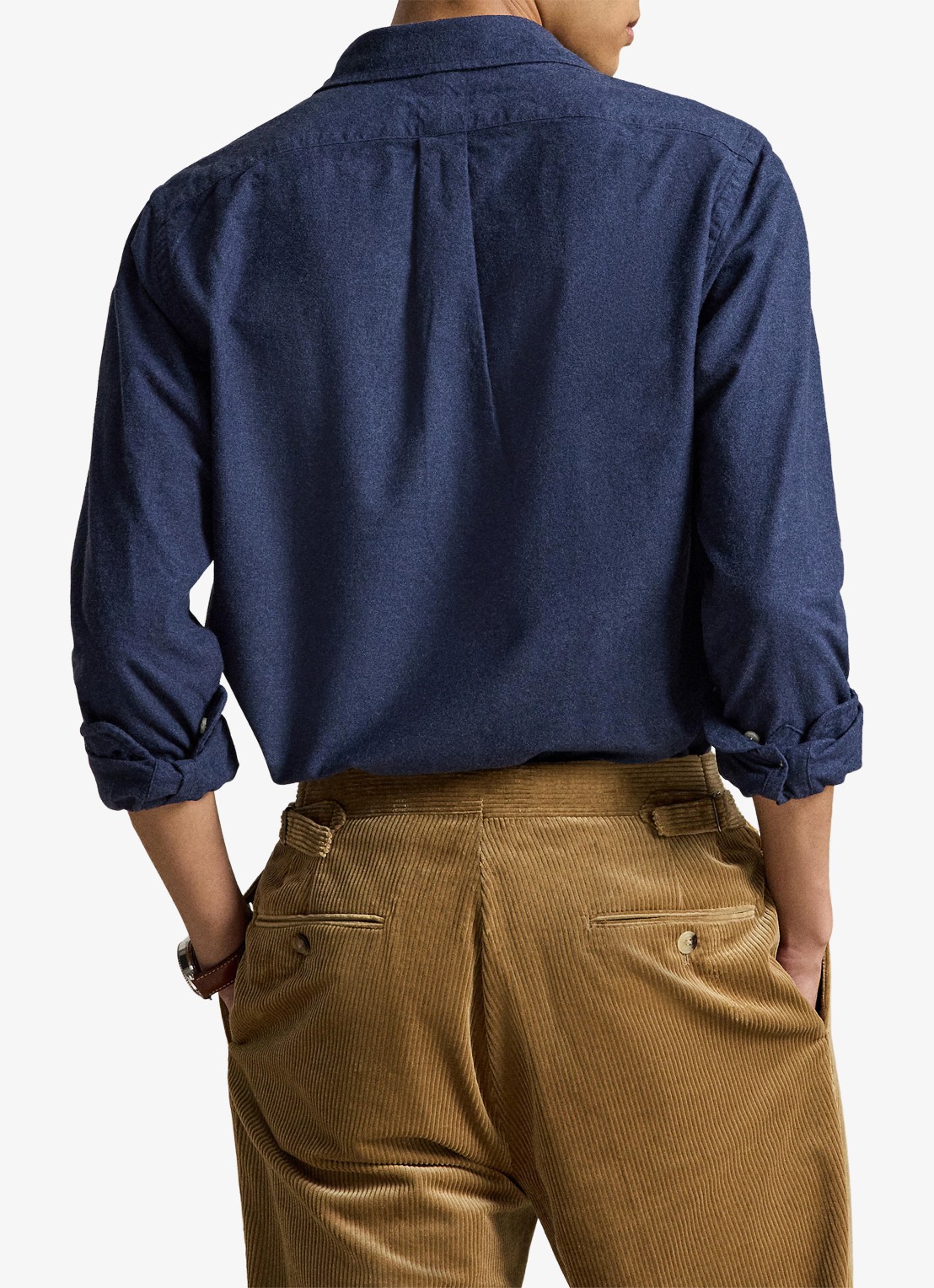 Ralph Lauren Custom fit gemêleerd Oxford overhemd - achterkant denim