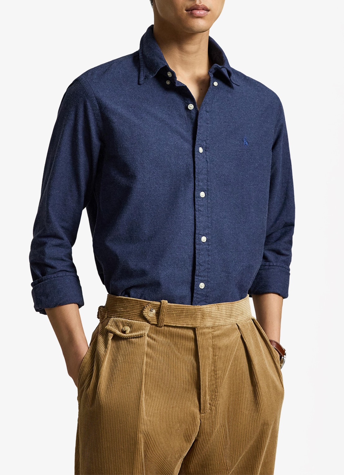 Ralph Lauren Custom fit gemêleerd Oxford overhemd - voorkant 3 denim