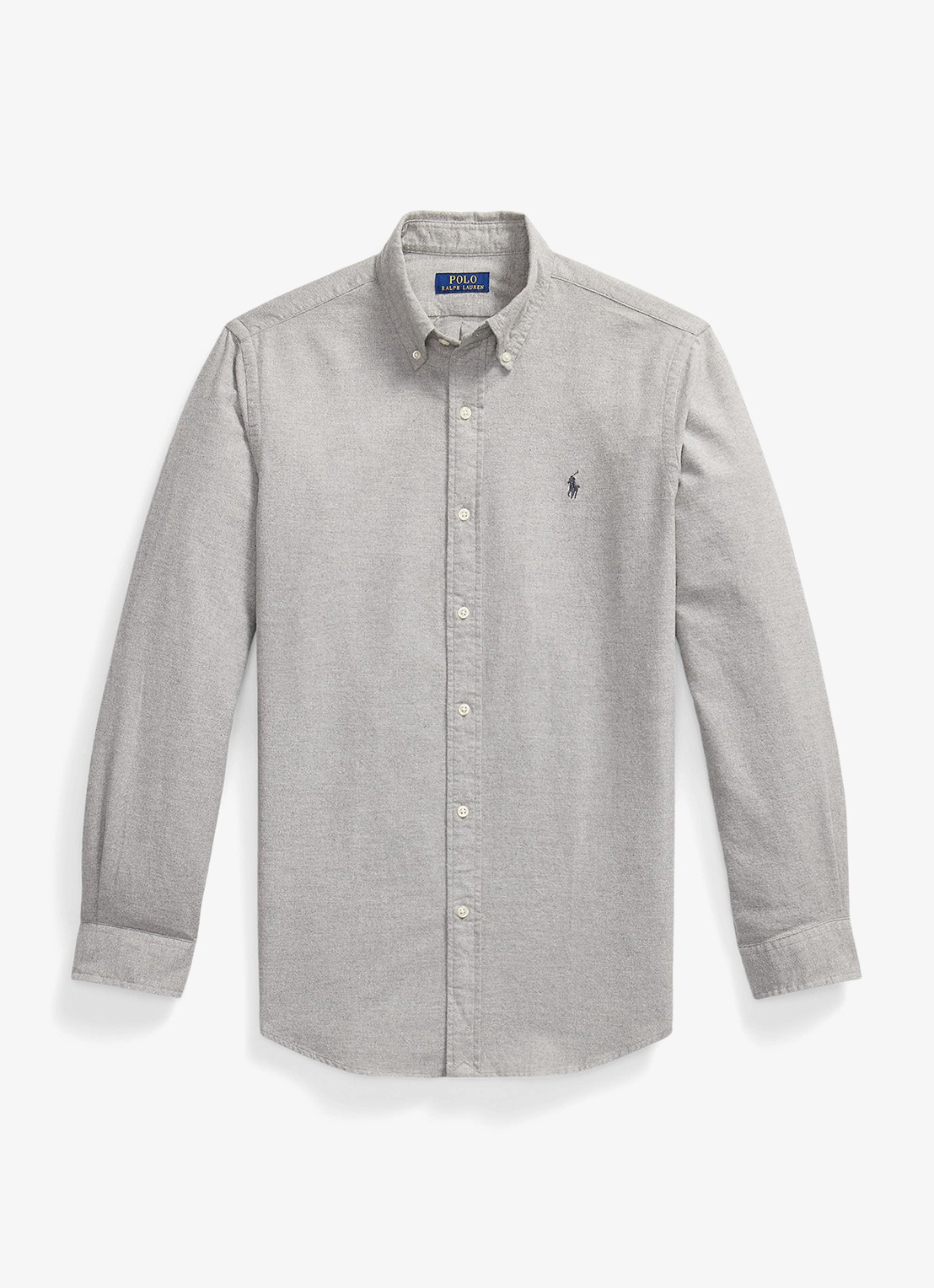 Ralph Lauren Custom fit gemêleerd Oxford overhemd - voorkant lichtgrijs