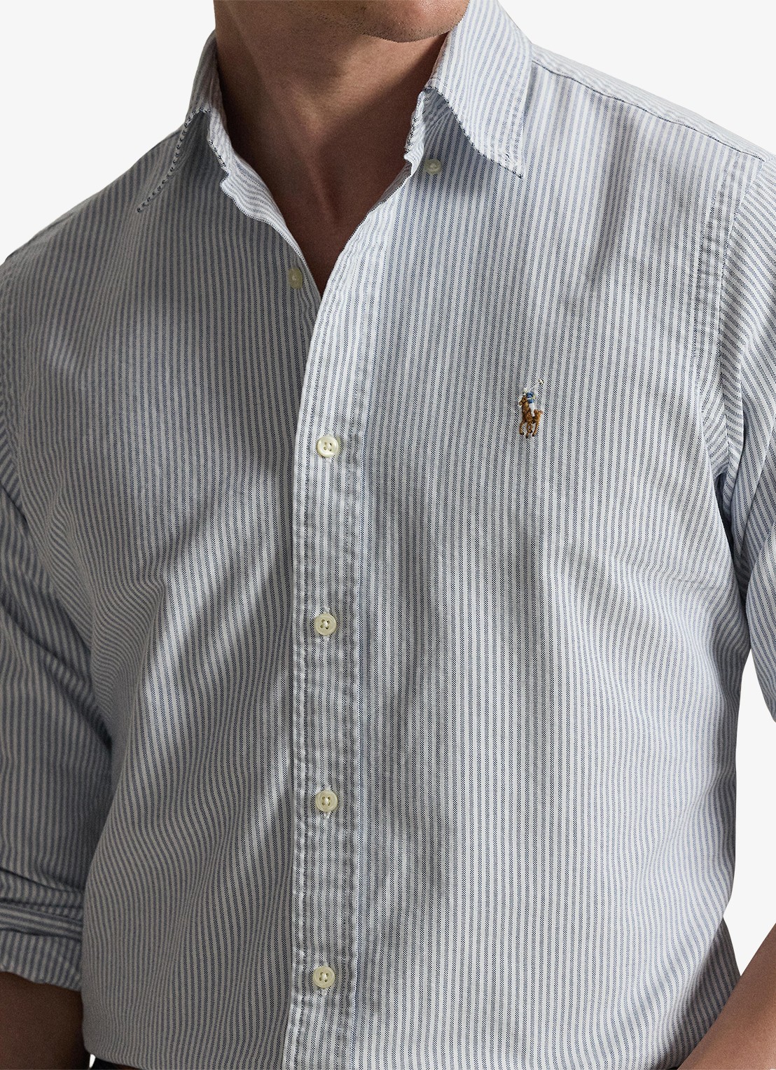 Ralph Lauren Custom fit gestreept Oxford overhemd - detail 2 6636a navy white-zyeg