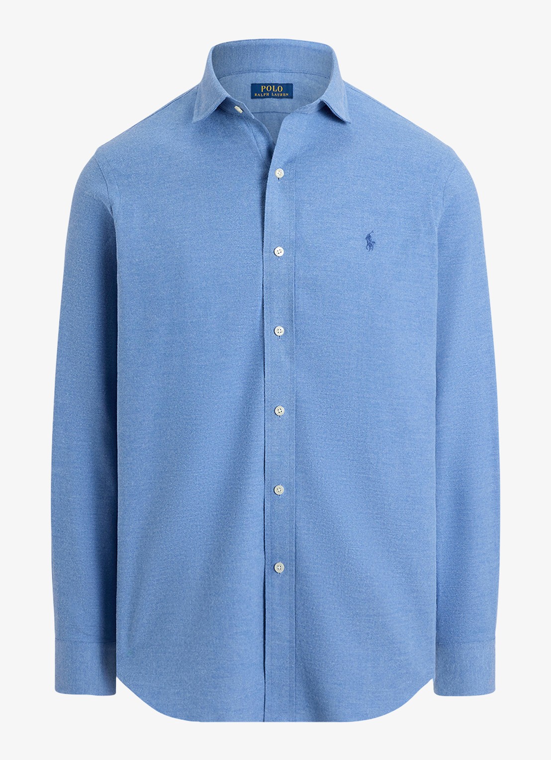 Ralph Lauren Custom fit keper performance overhemd met logo - voorkant 4 blue borage heather / blauw