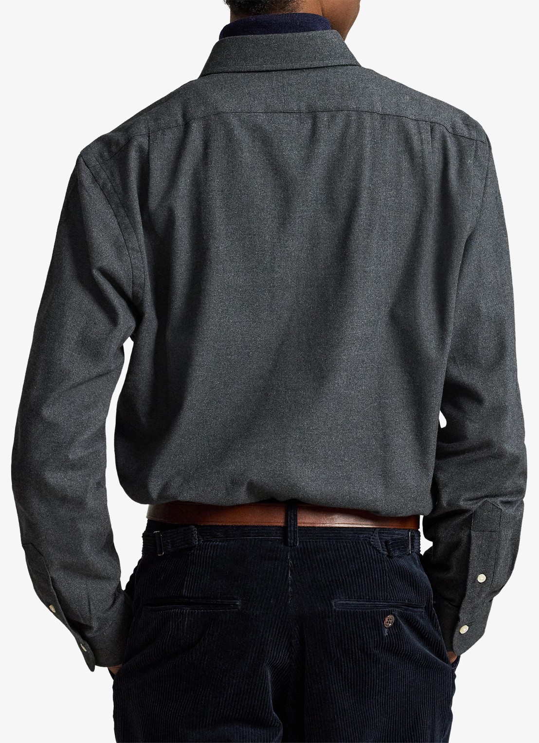 Ralph Lauren Custom fit keper performance overhemd met logo - achterkant 3 barclay heather / donkergrijs