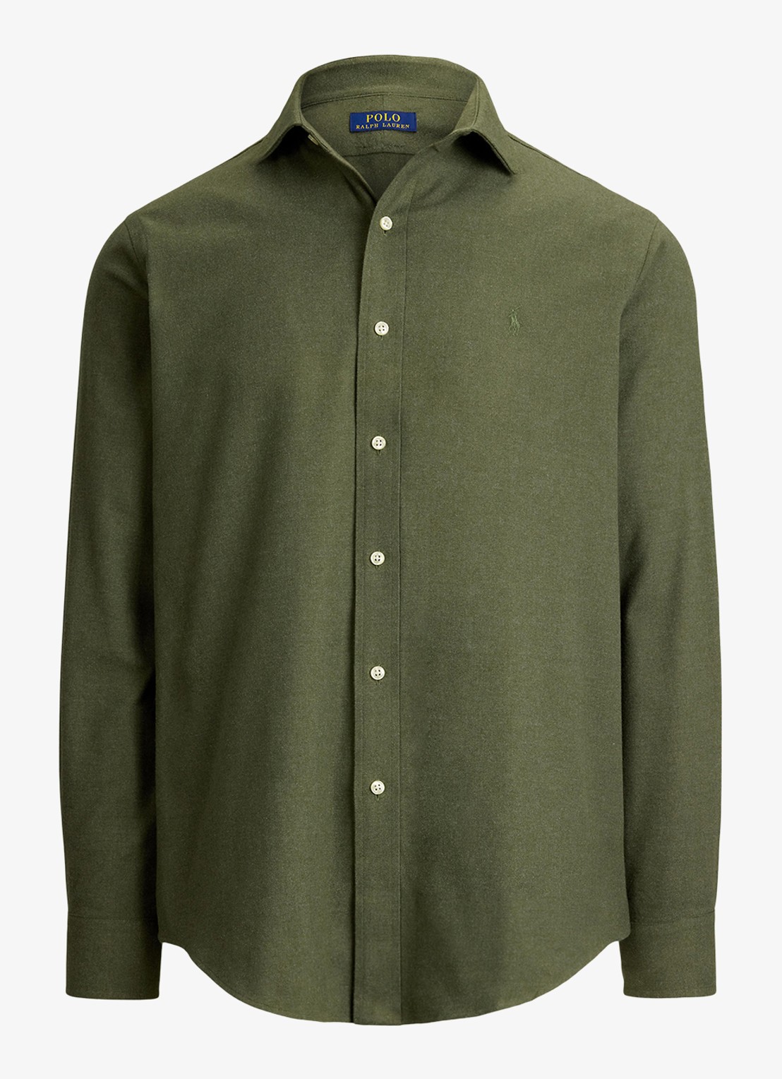 Ralph Lauren Custom fit keper performance overhemd met logo - voorkant 4 olive shrub heather / olijfgroen