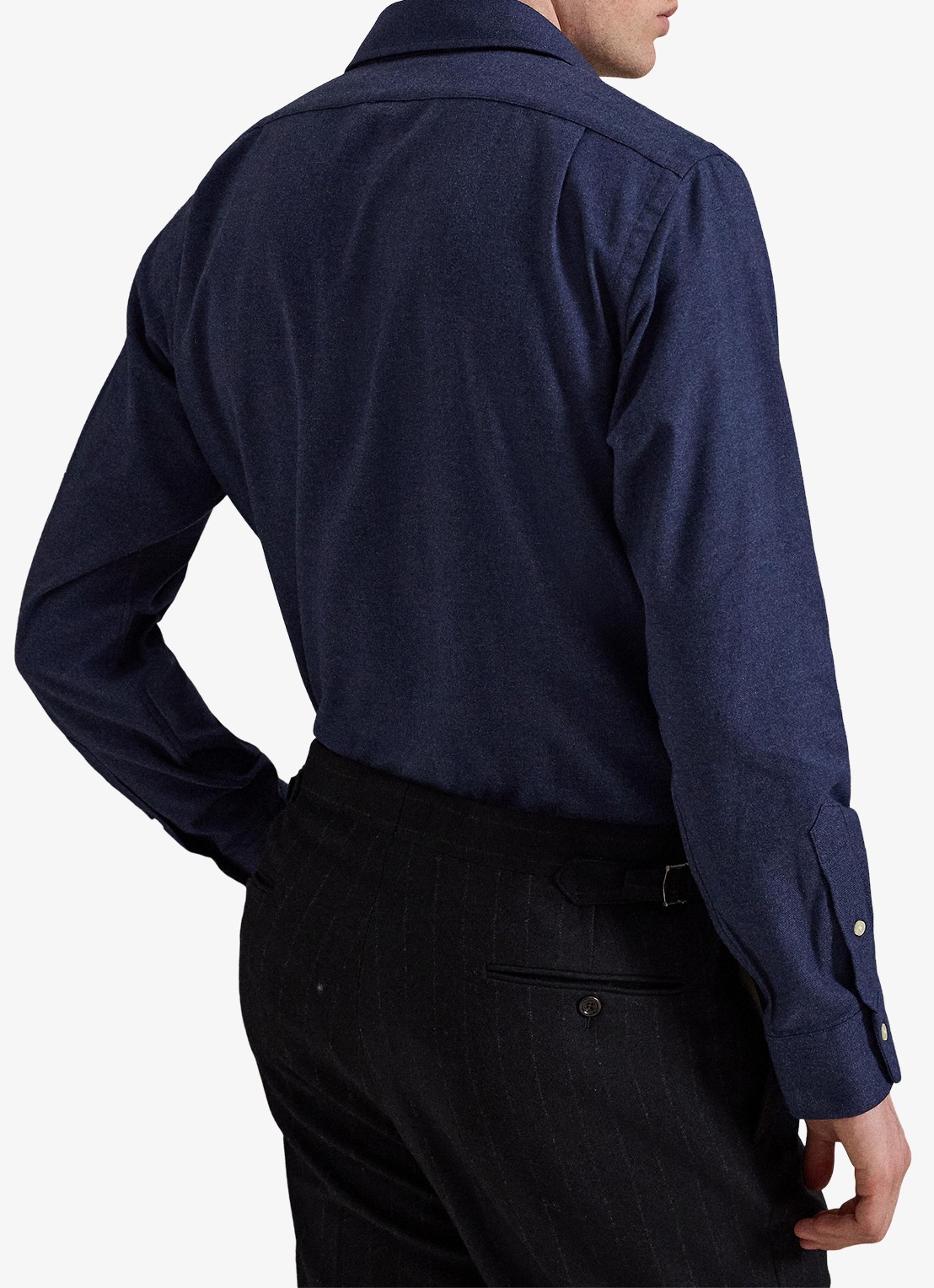 Ralph Lauren Custom fit keper performance overhemd met logo - achterkant 5 spring navy heather / donkerblauw