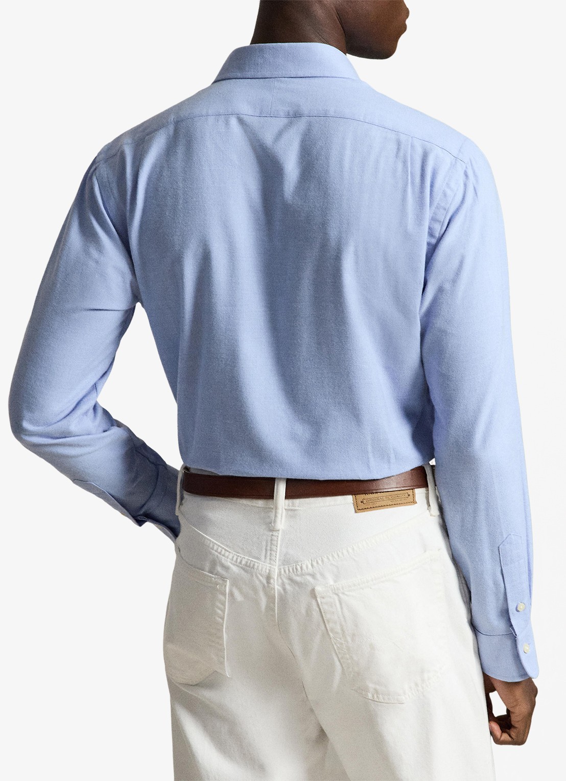 Ralph Lauren Custom fit keper performance overhemd - achterkant 3 blue hyacinth heather / blauw